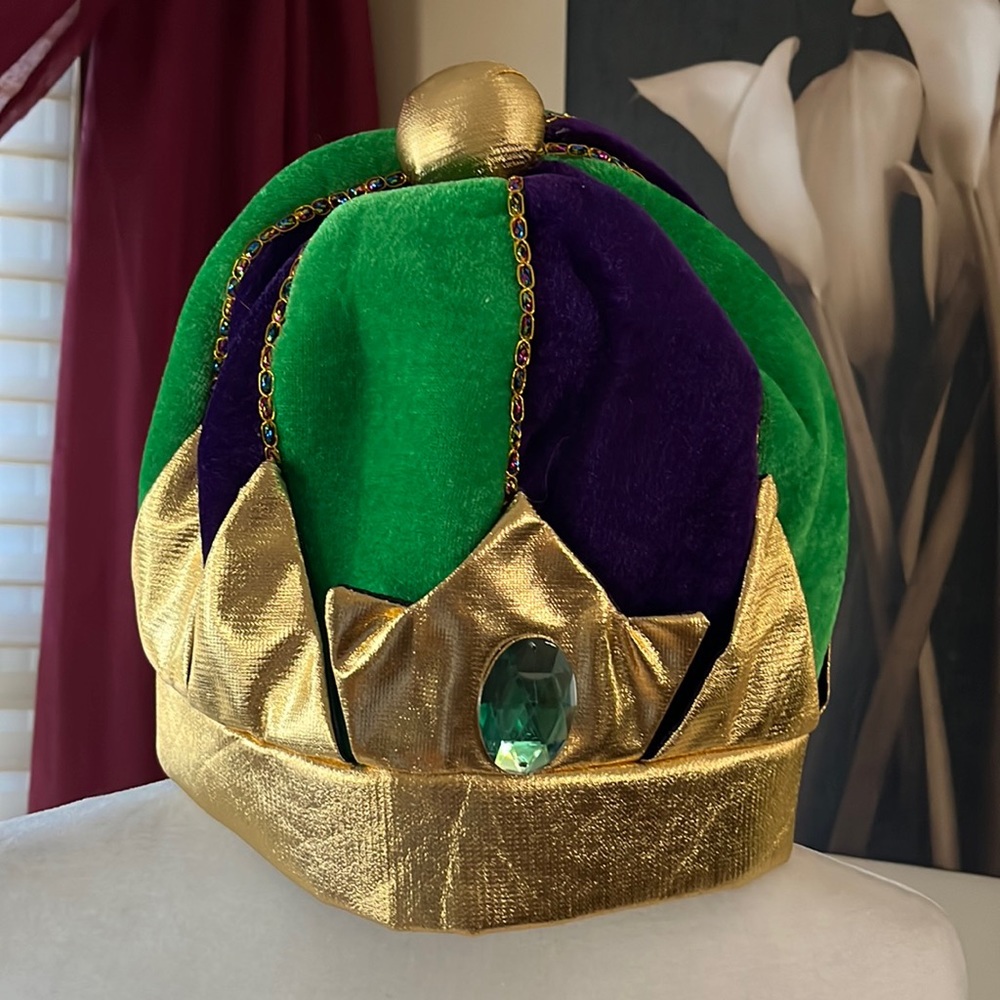 Kings crown Hat Velvet Purple Gold Green Adult Party Halloween costume pretend